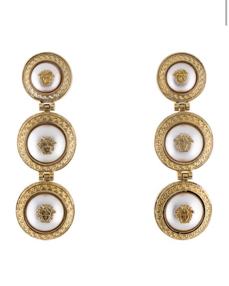 Gianni Versace Pearl Medusa Drop Earring - Image 1