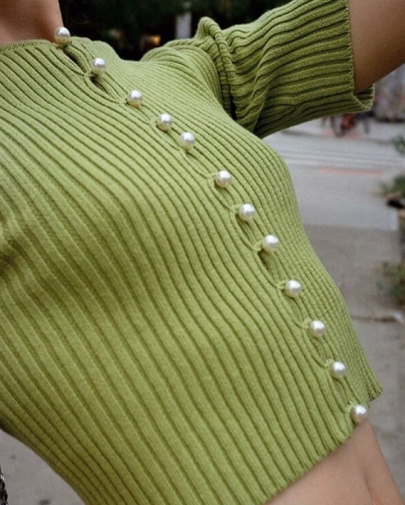 Verge Girl Green Pearl Button Top - Image 1
