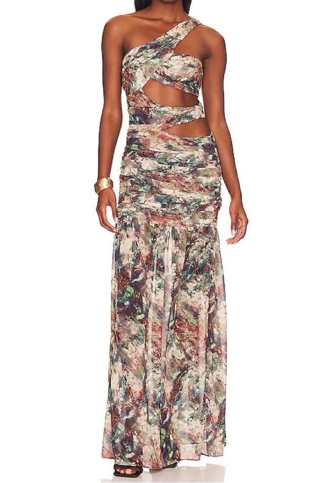 LPA Adrianne Ruched Maxi Dress Gown - Image 1