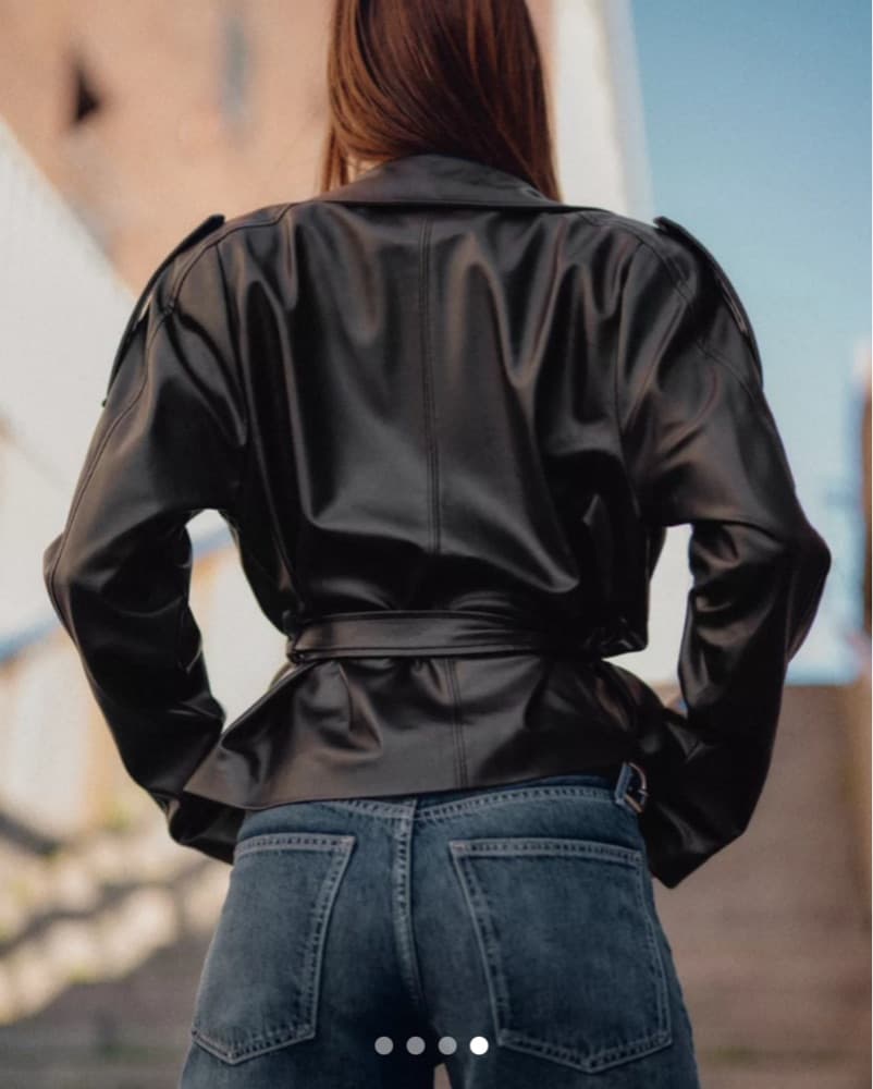 Faux Leather Belted Jacket - Image 4