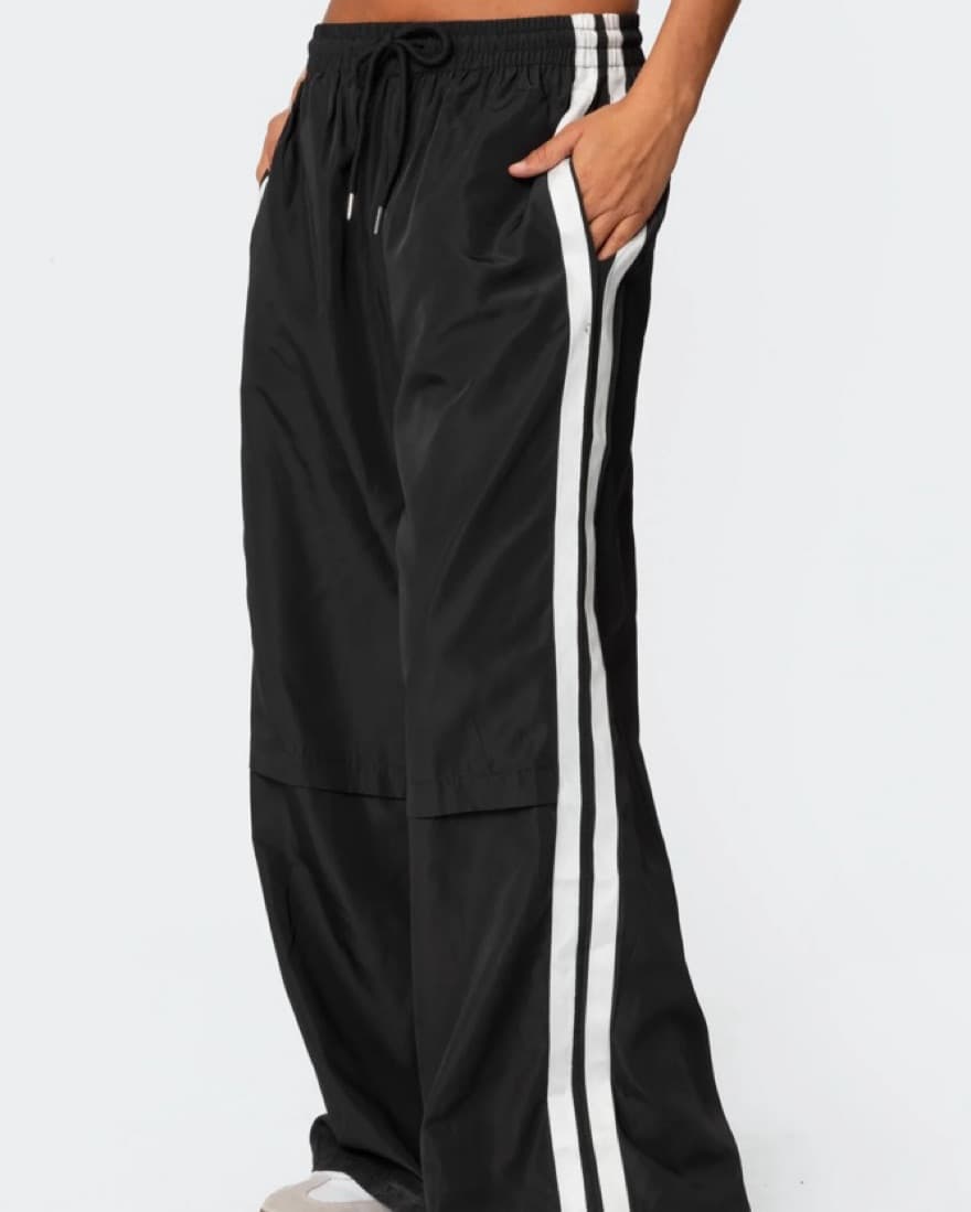 Edikted Black Nylon Track Pants - Image 2
