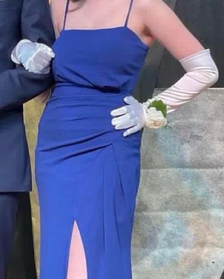 Long Blue Formal Prom Dress - Image 3