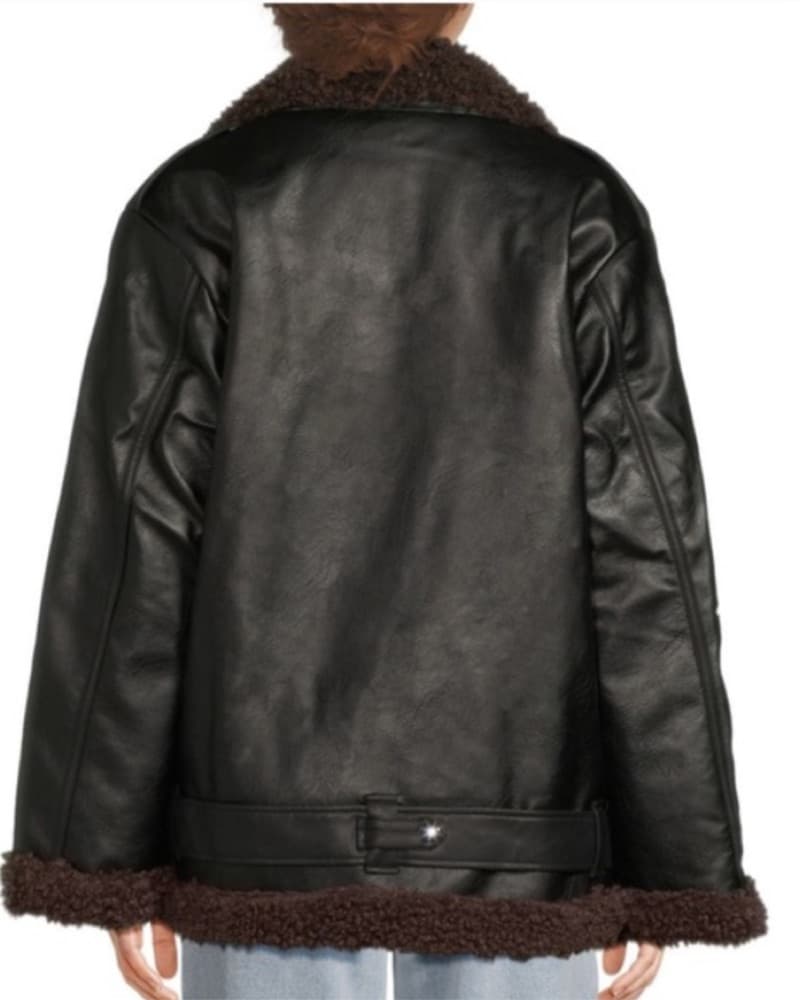 We Wore What Leather Sherpa Coat - Image 2