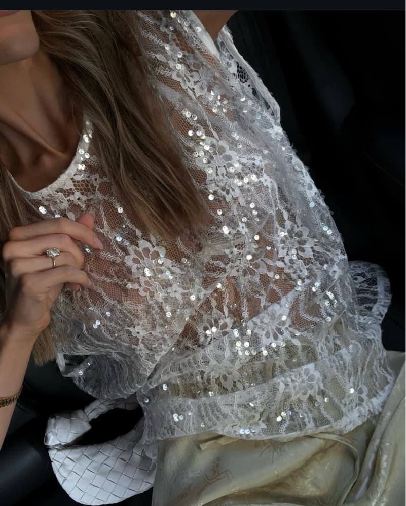 VRG GRL Set Sequin Sheer Top + Pant S - Image 3