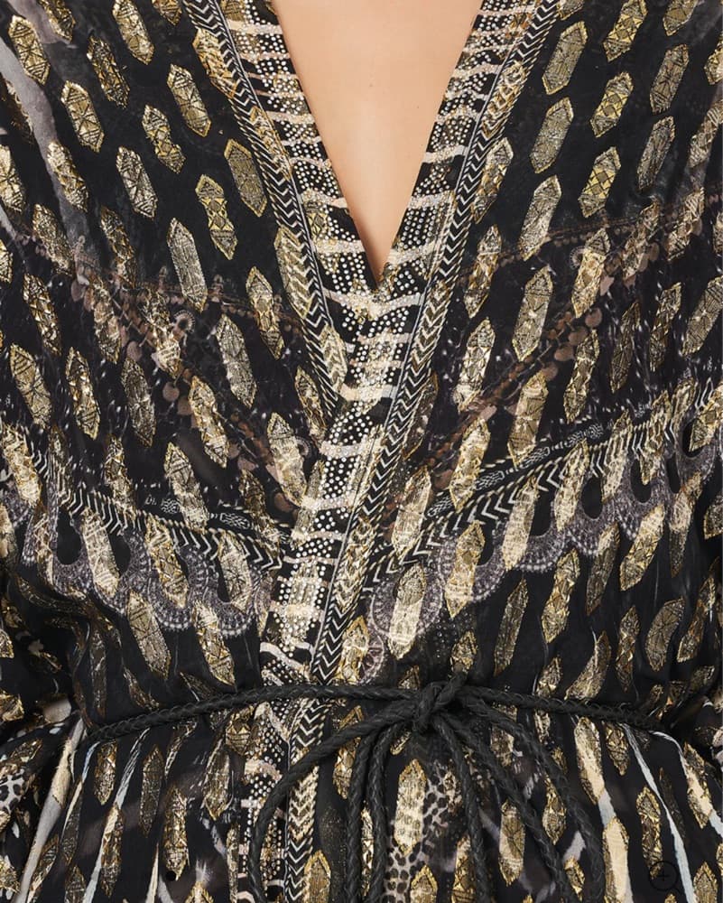 Metallic Gold Silk Coverup Kimono - Image 5