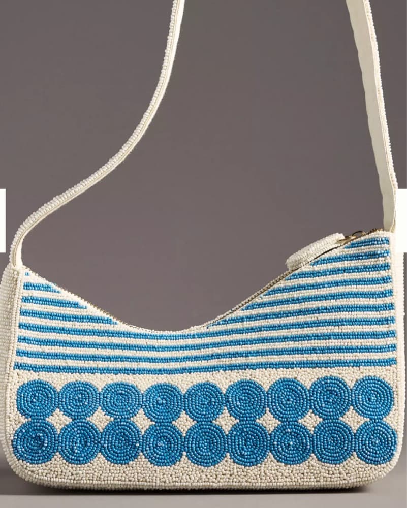 Beaded Striped Crossbody Bag - Image 1