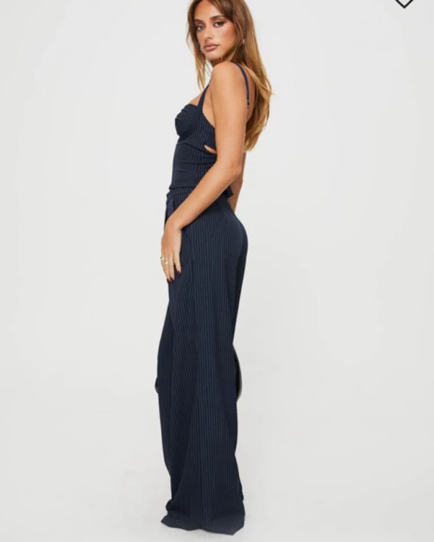 Corset Top With Navy Pinstripe Pants  - Image 2