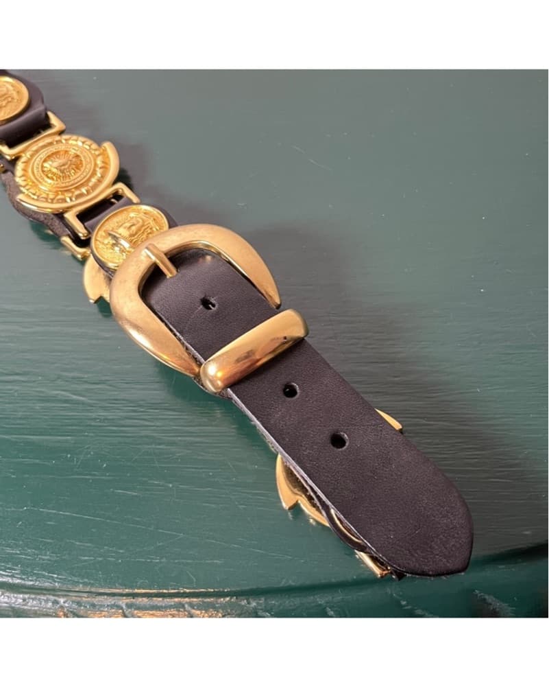 Medusa and Sun Emblem Leather Belt - Image 6