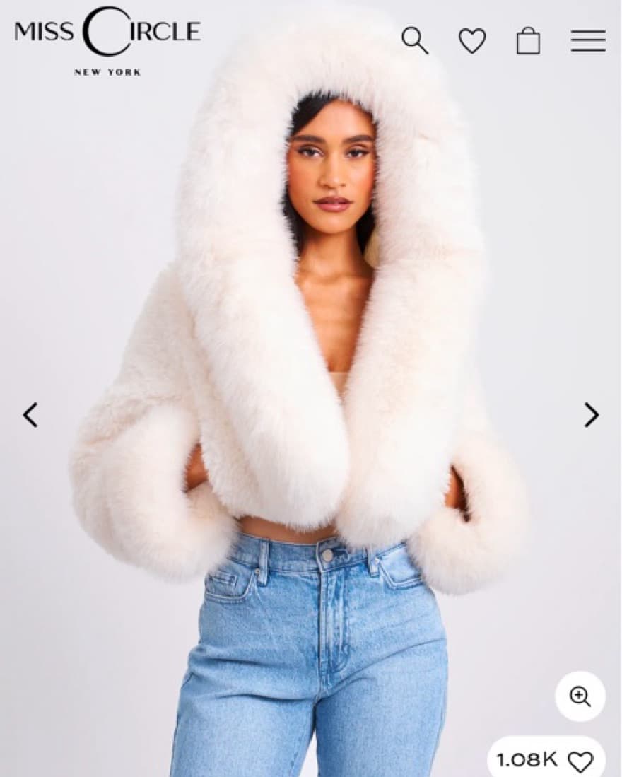 Kali White Cropped Vegan Fur Jacket With - Image 5