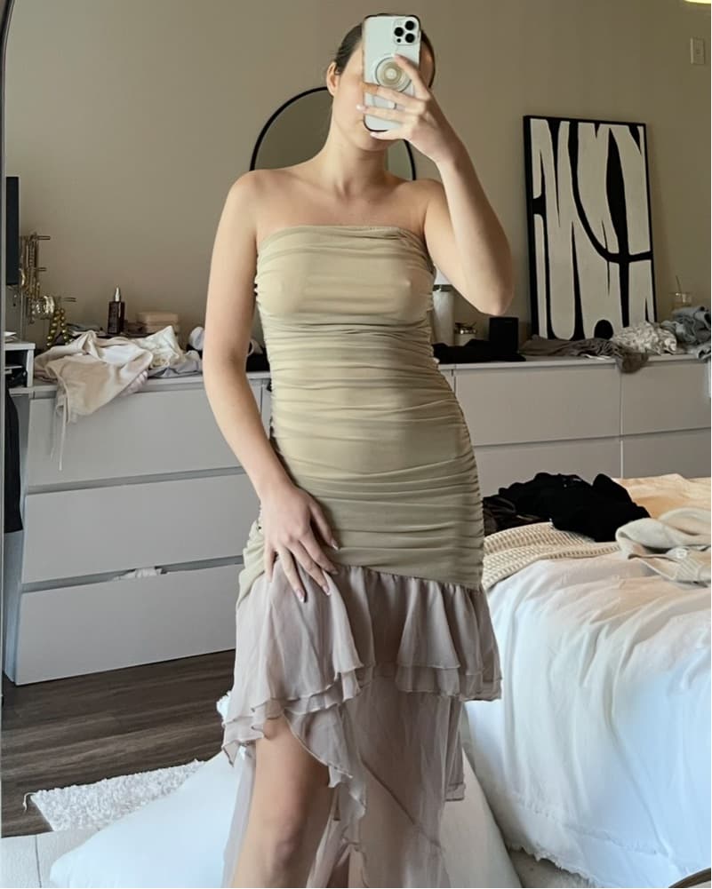 Beige Flowy Long Midi Dress  - Image 3
