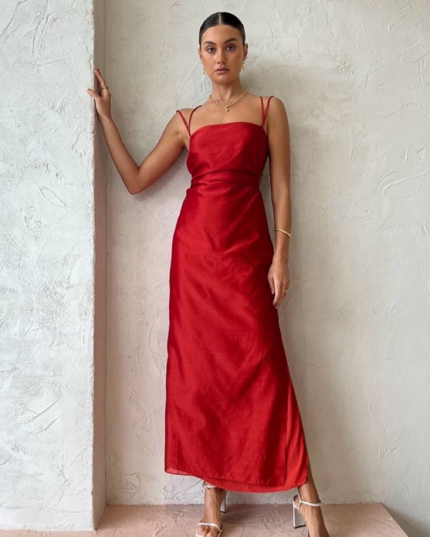 Sir Red Silk Formal Dress - Image 2