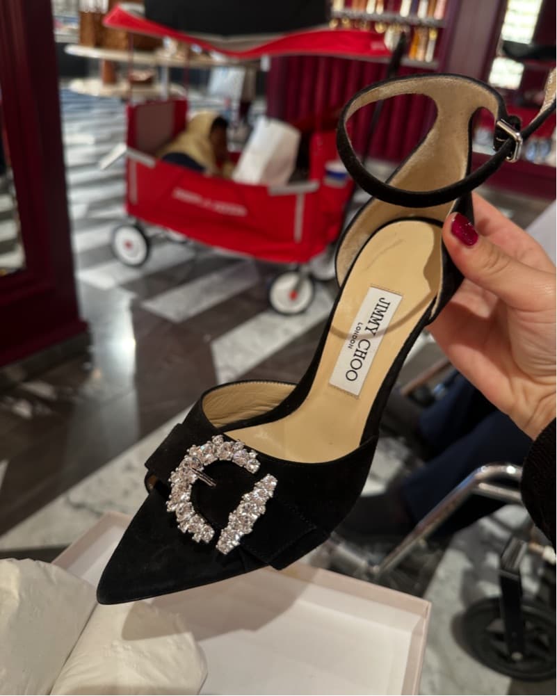 Jimmy Choo Embellished Heels Black Suede - Image 1