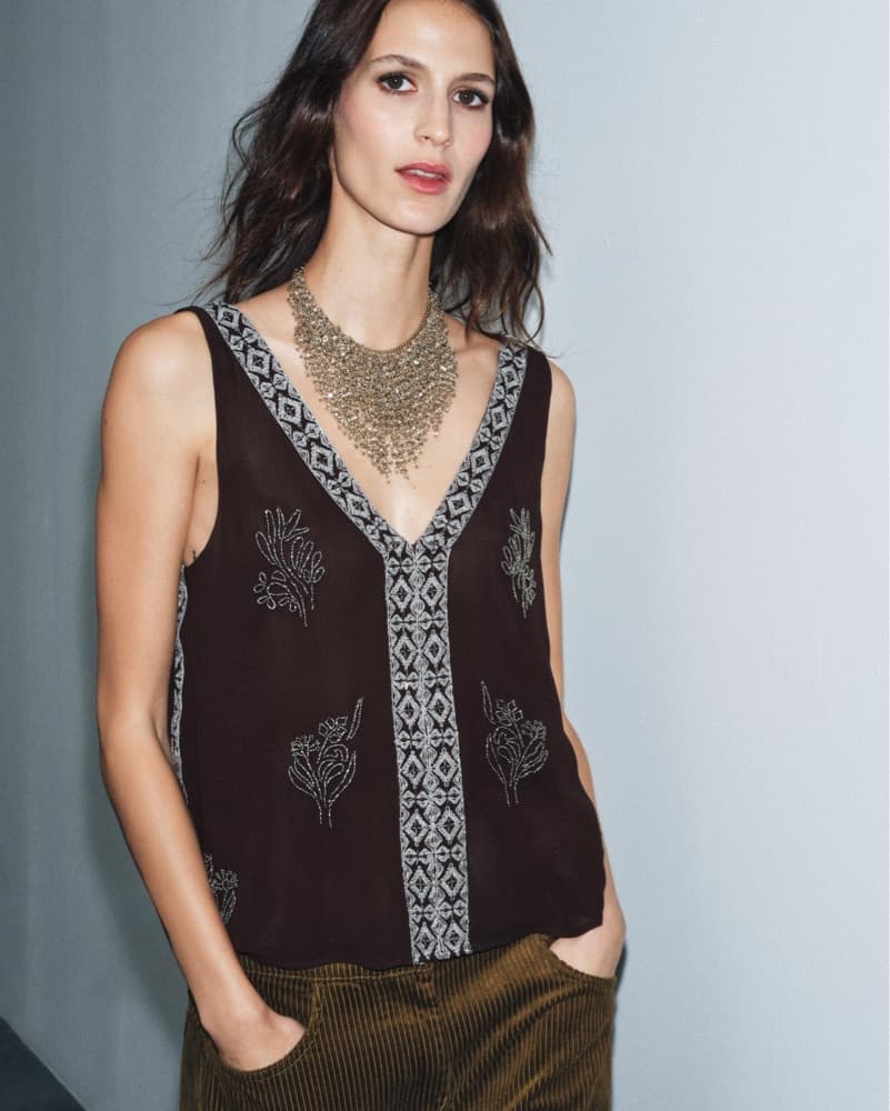 Embroidered Boho Chic Tank Top - Image 1