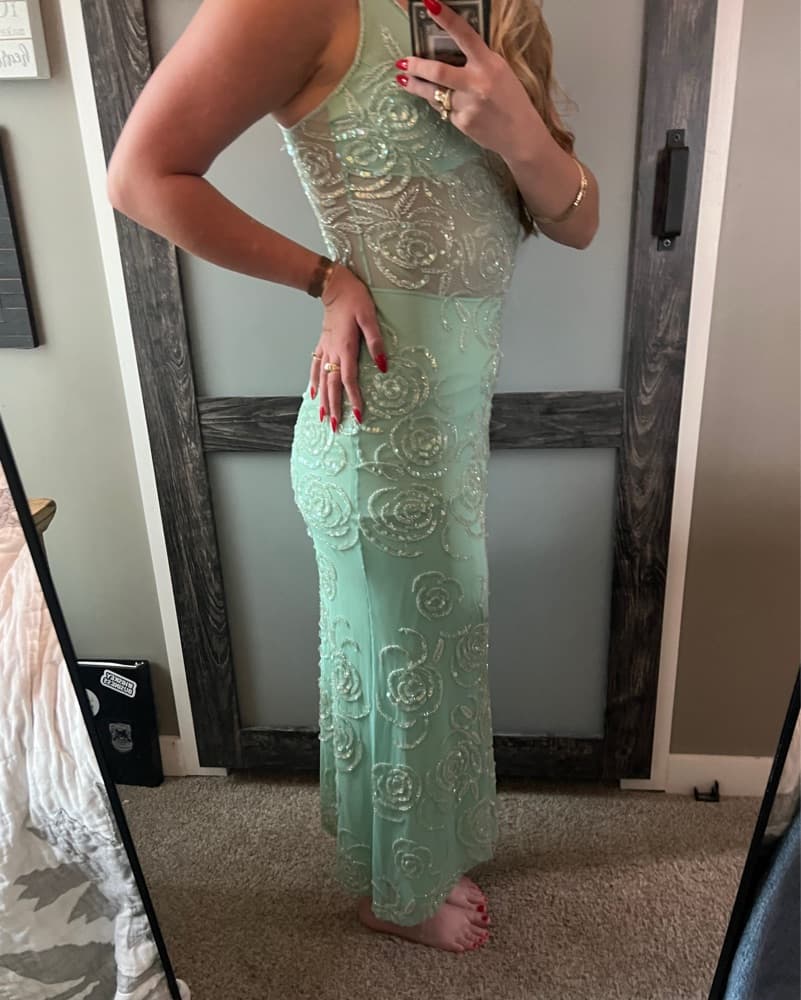Mint Green Lace Maxi Dress - Image 5