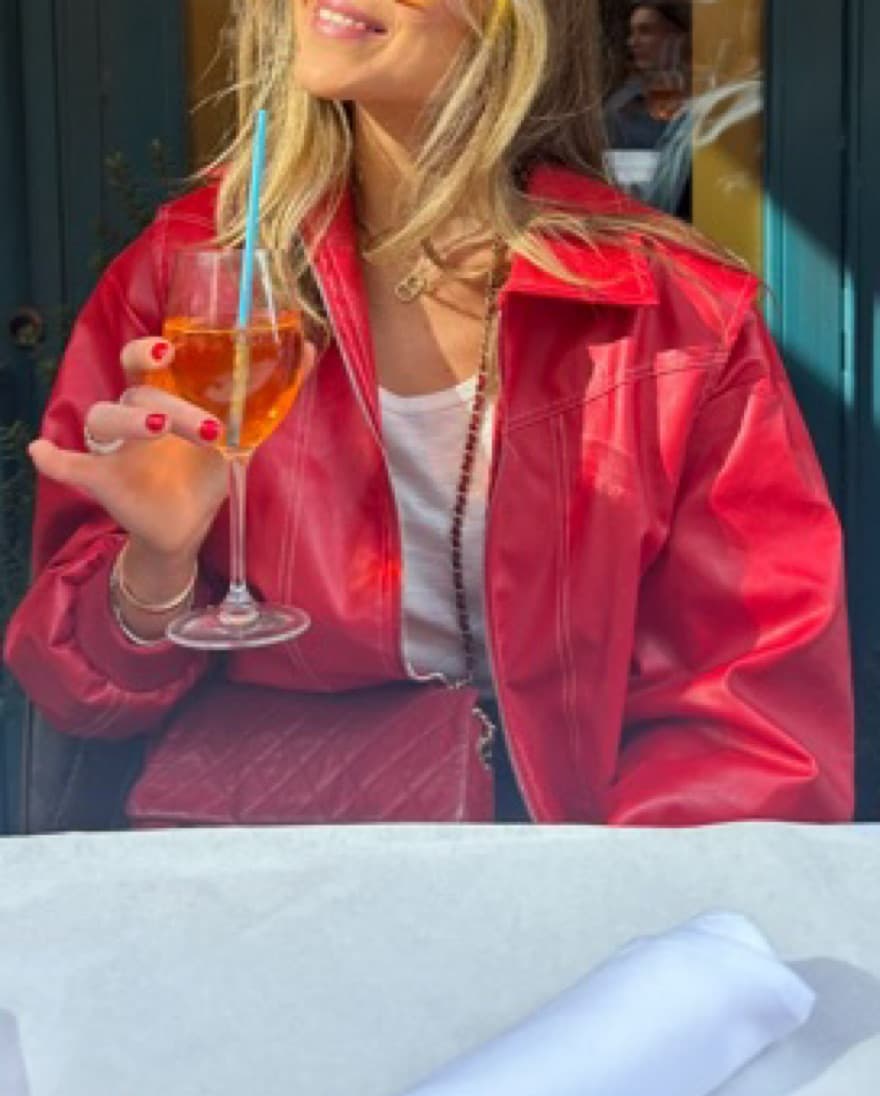 Vegan Leather Red Jacket - Image 2