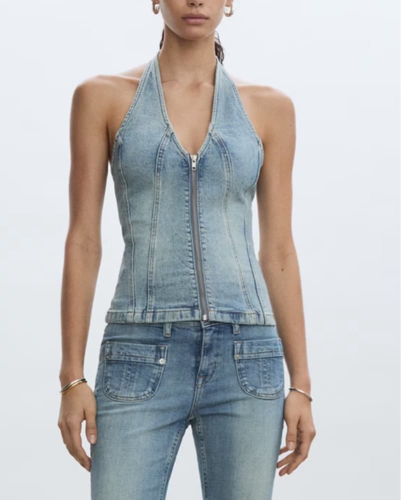 Mango Denim Halter Top - Image 2