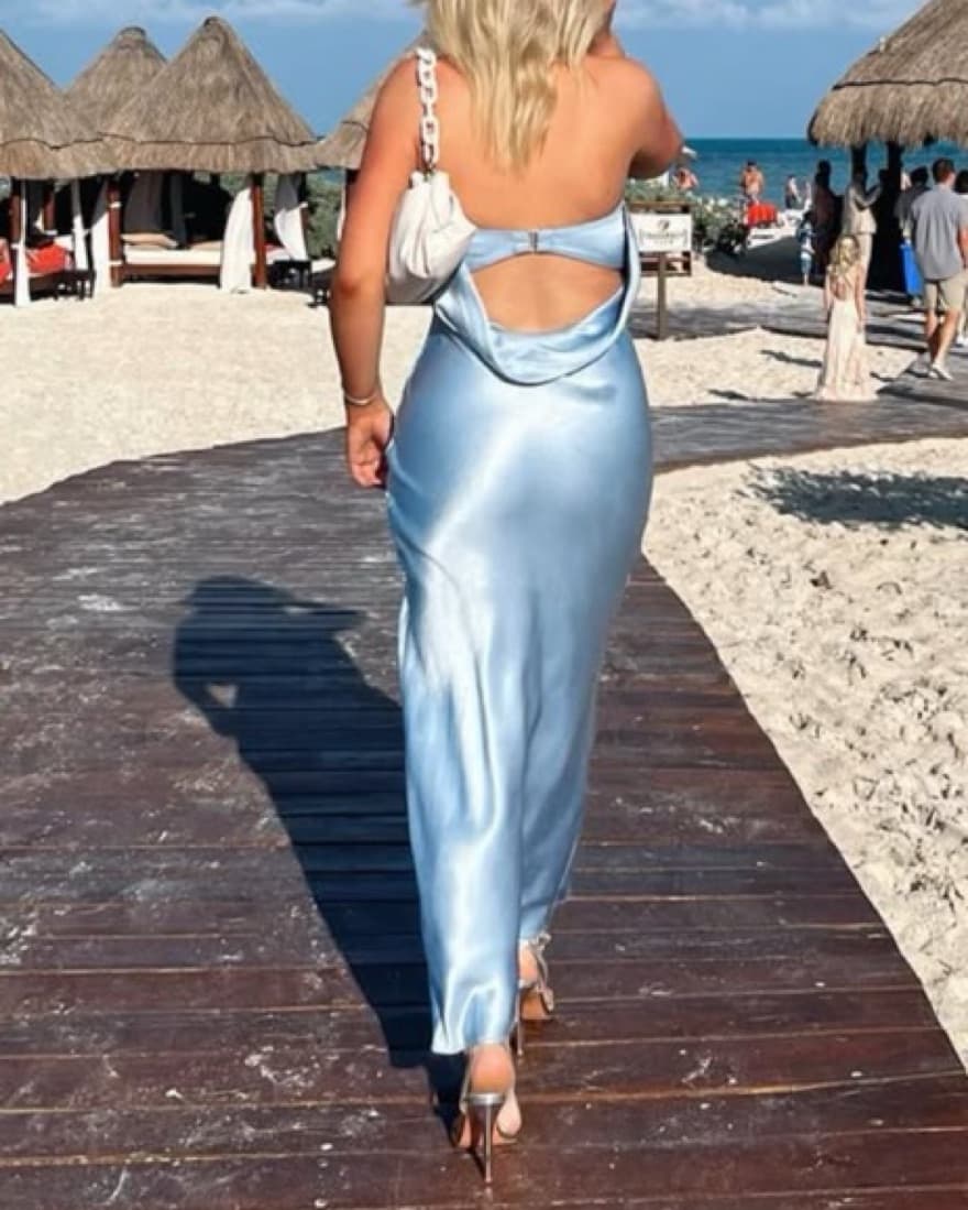 Bec & Bridge Blue Strapless Dress - Image 4