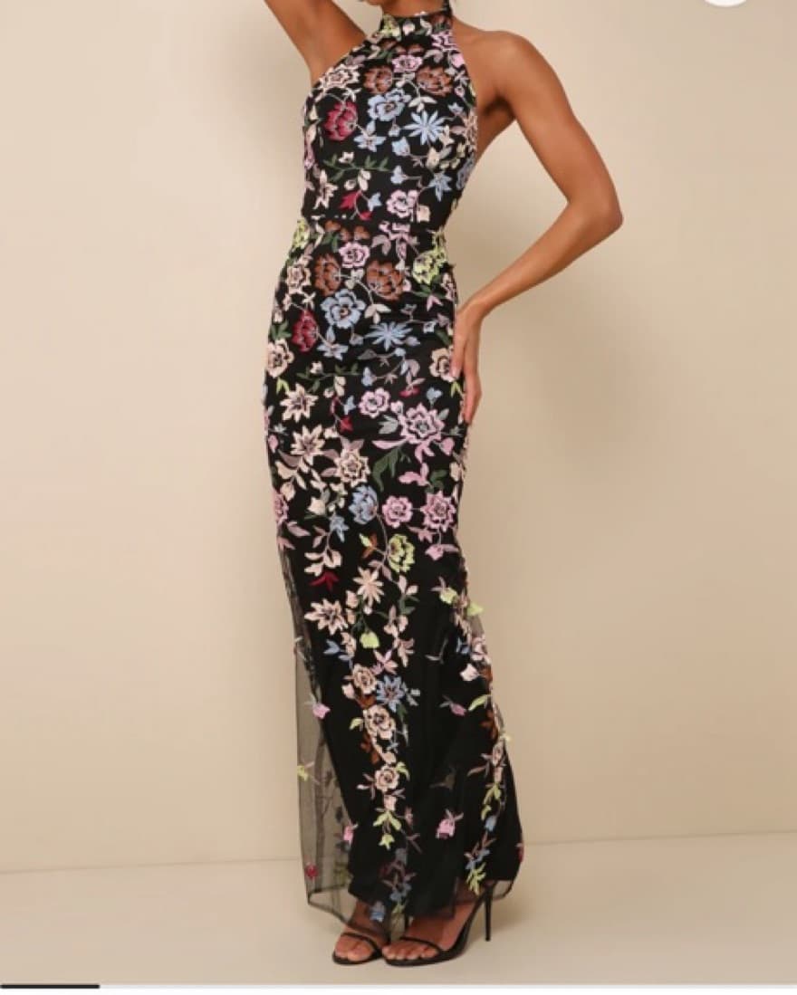 Vibrant Floral Halter Gown - Image 4