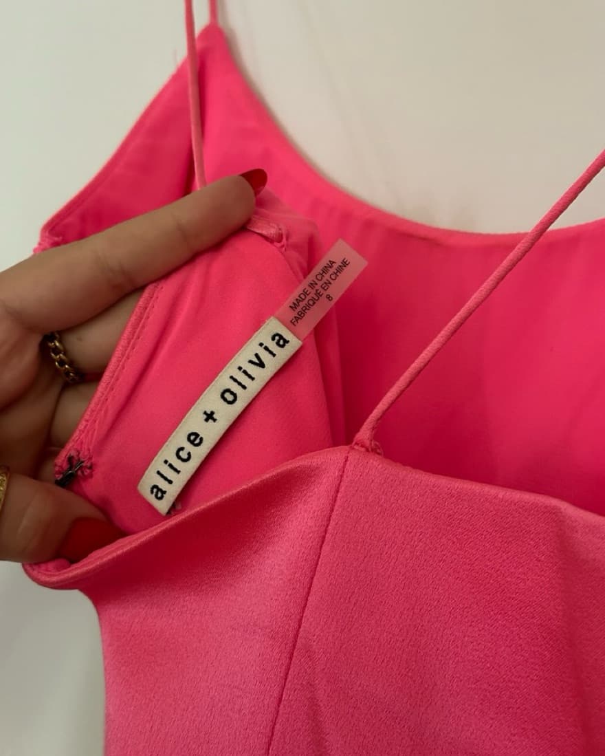 Alice & Olivia Pink Satin Mini Dress - Image 6