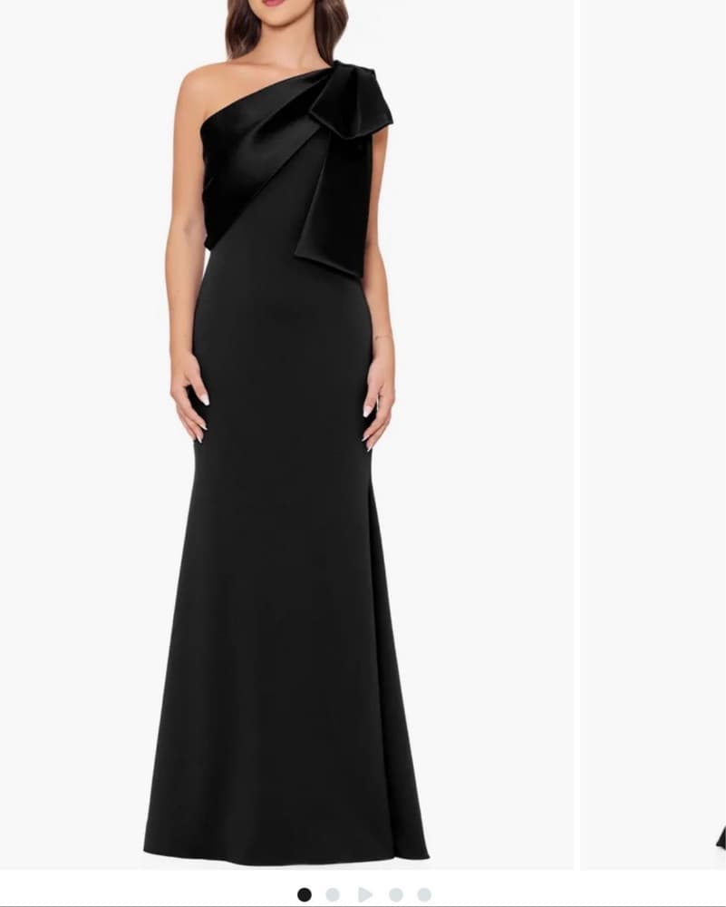 Betsy & Adam Satin Bow Crepe Mermaid Gow - Image 1