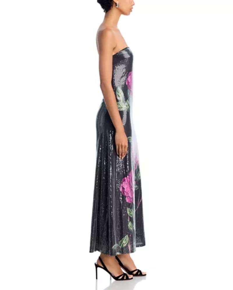 Strapless Floral Sequin Gown - Image 3