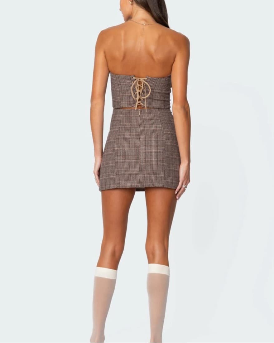edikted boss mode plaid mini dress - Image 3