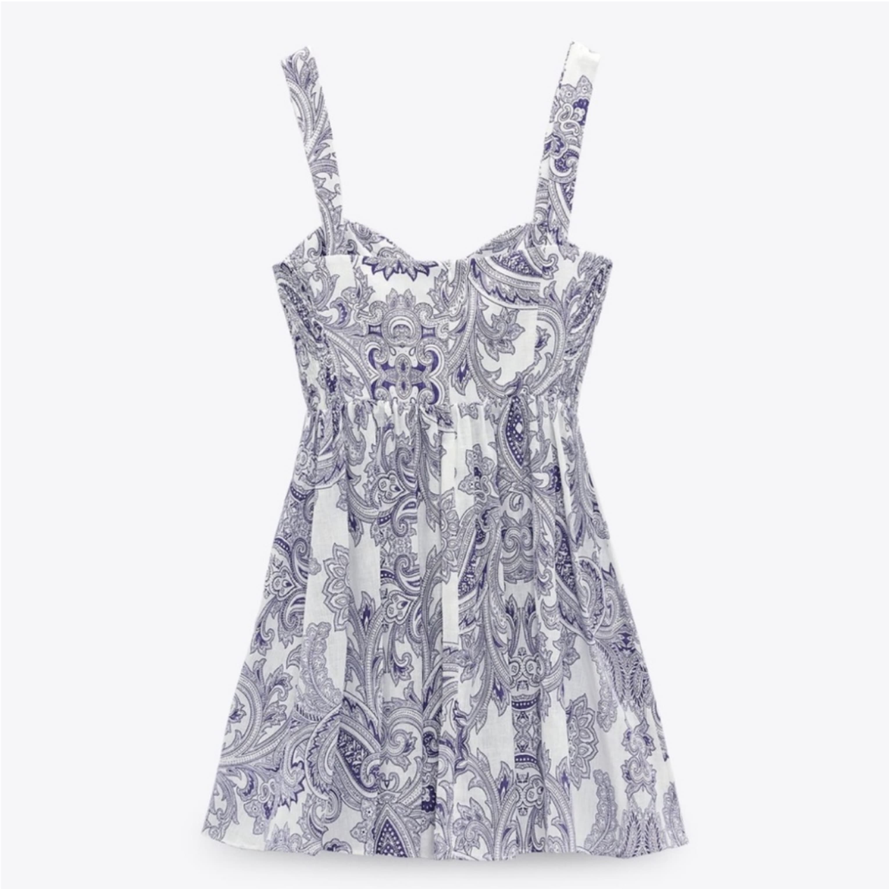 Zara Blue And White Printed Dress  - Image 4