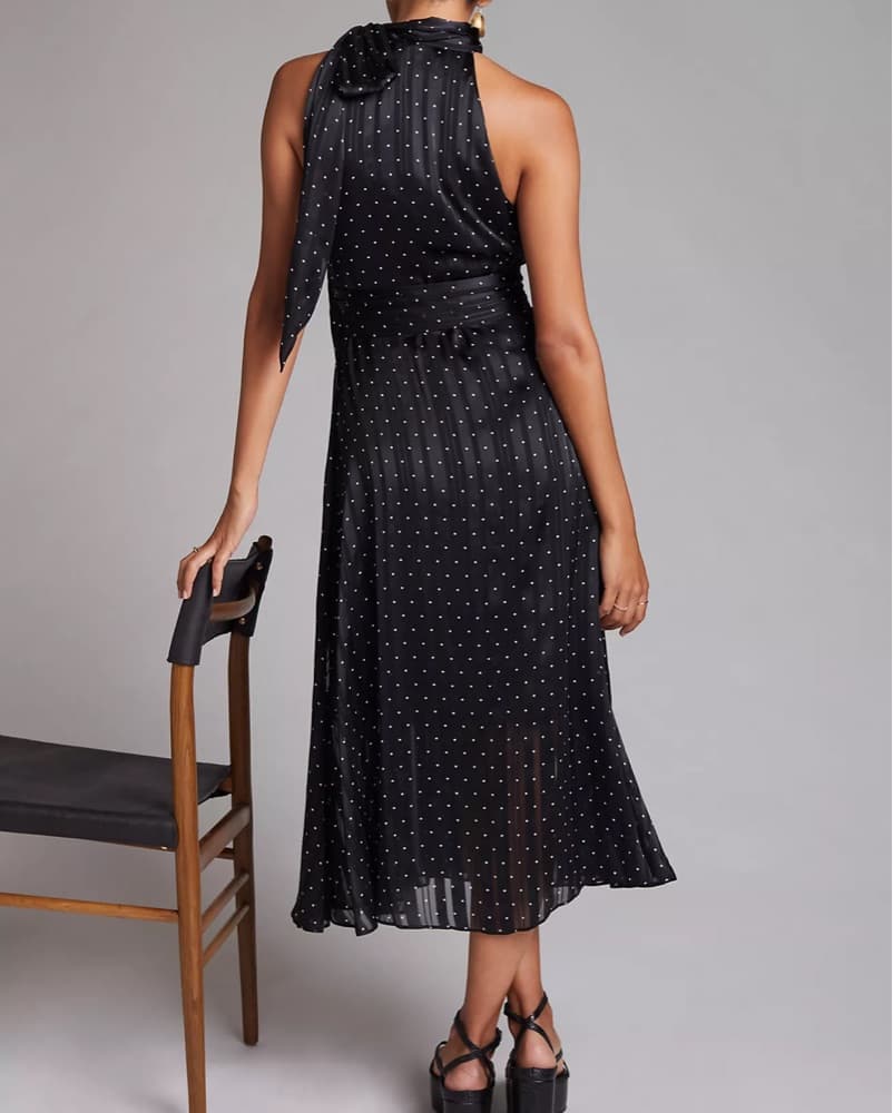 Sachin & Babi Polka Dot Halter Midi Dres - Image 4