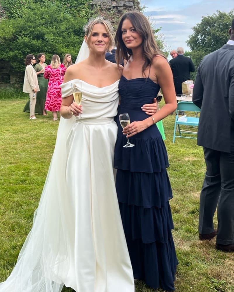 Elegant Navy Blue Tiered Ruffle Maxi Dress - Image 1