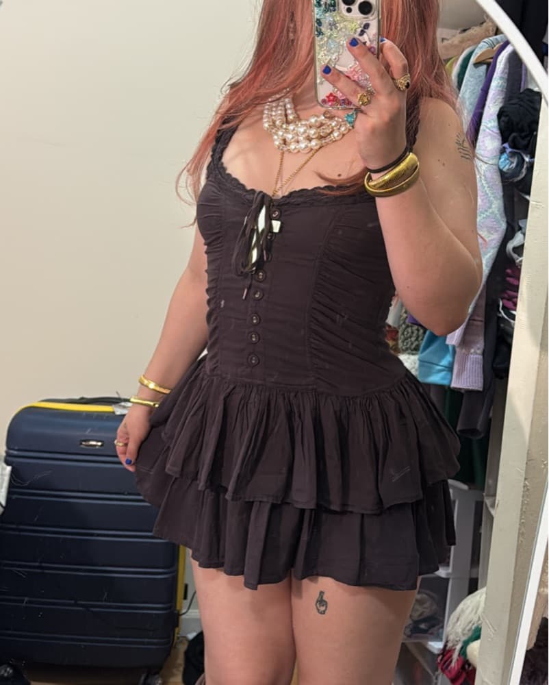 Ruffled Brown Dress - Image 2