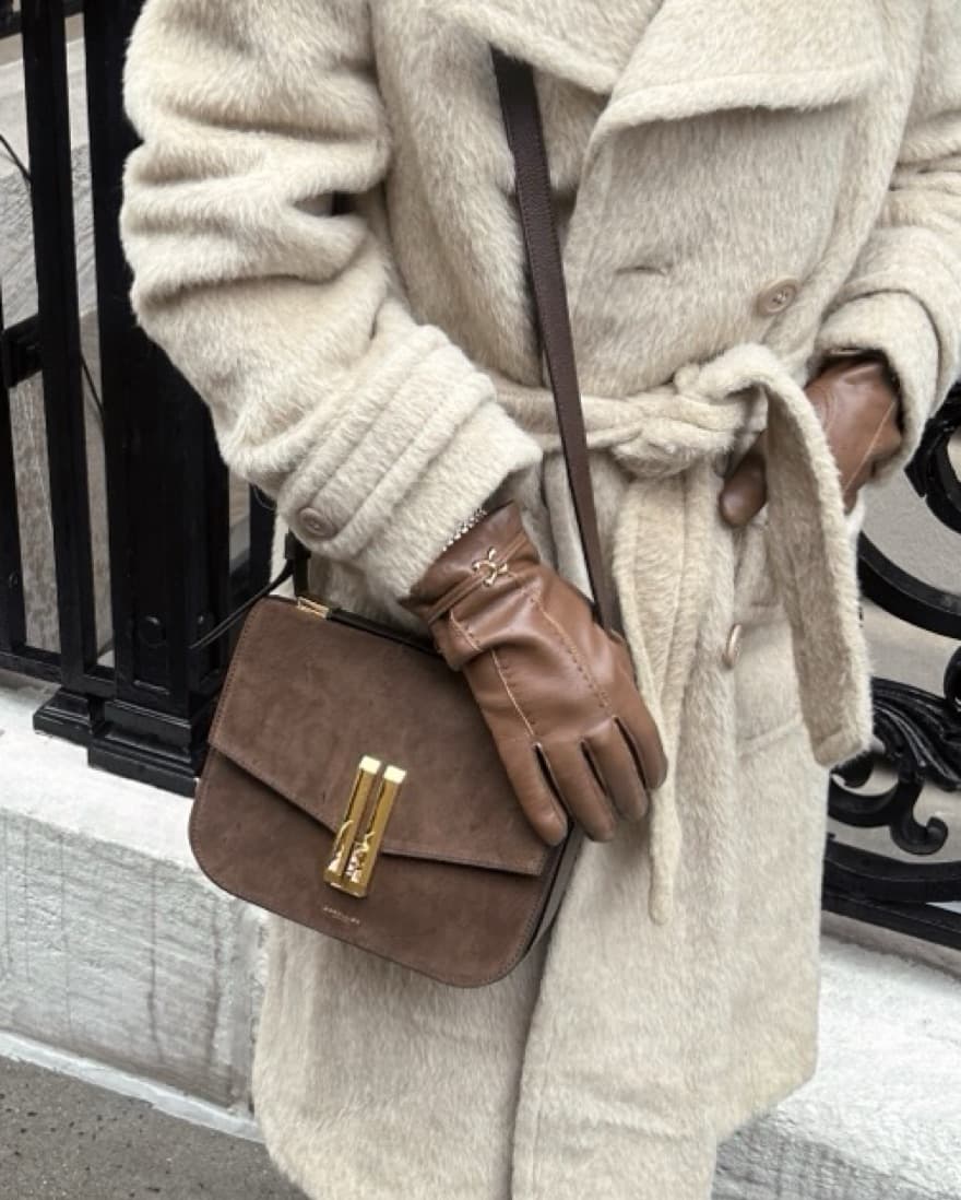 Brown Suede DeMellier Crossbody Bag - Image 1