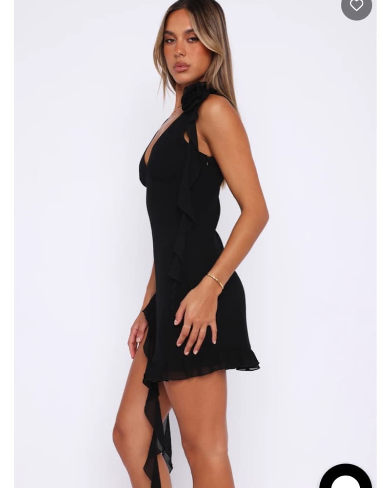 Classy Mini Black Ruffled Dress - Image 2