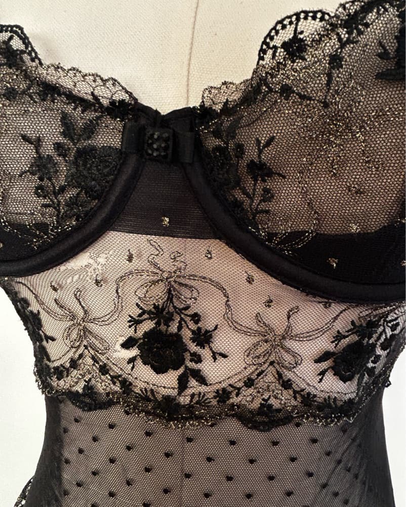 Black + Gold Lace Bodysuit - Image 4