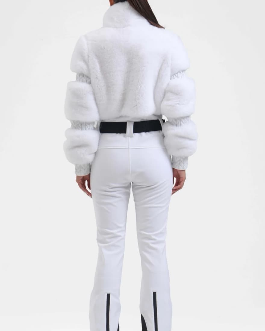 Gsou Faux Fur Ski Suit In White - Image 5