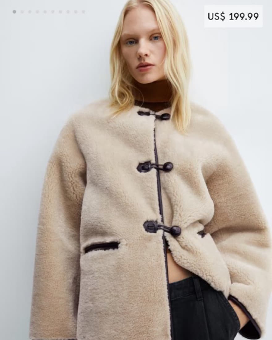 Mango Faux Fur Shearling Button Jacket - Image 2