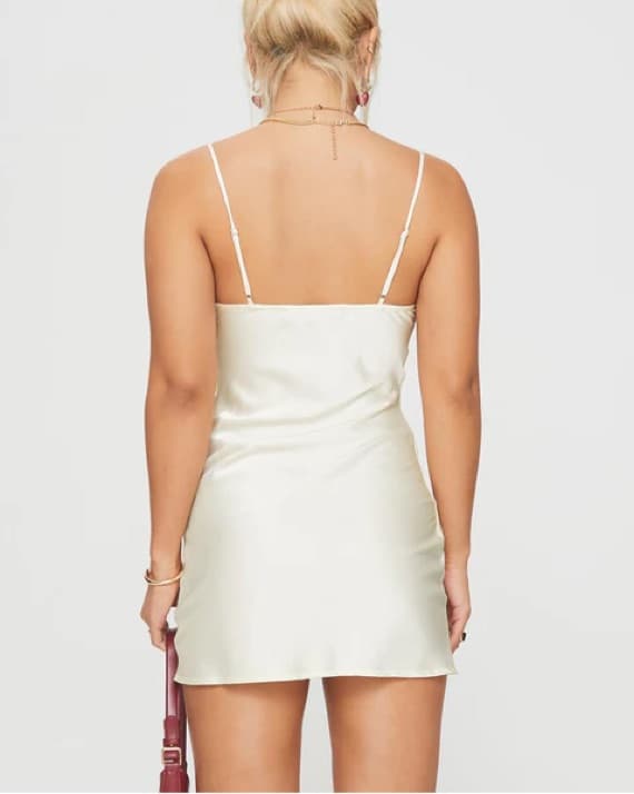Lioness Tie Front Mini Dress Cream - Image 3