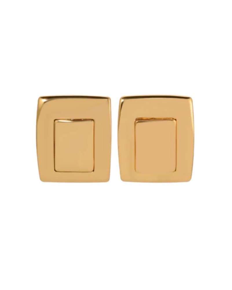 Heaven Mayhem Gold Rectangle Earrings - Image 3