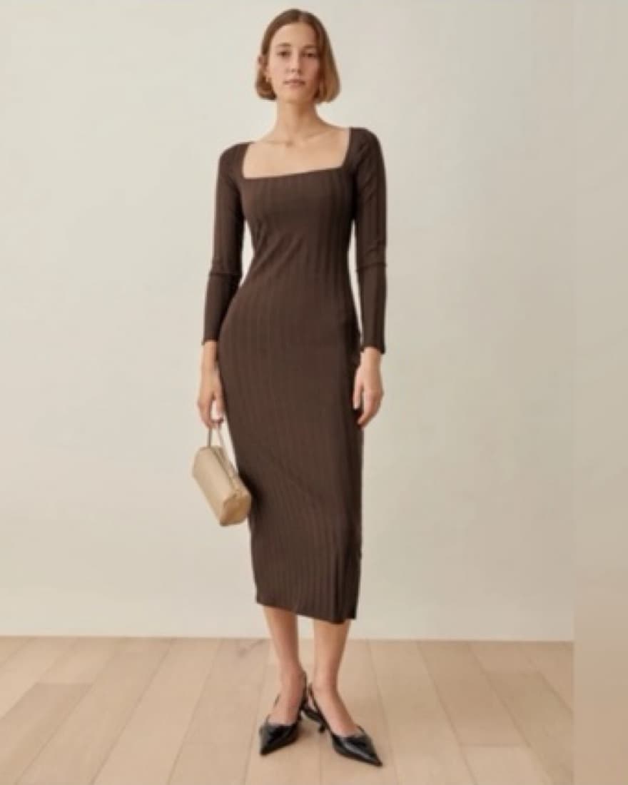 Reformation Long Brown Dress - Image 2