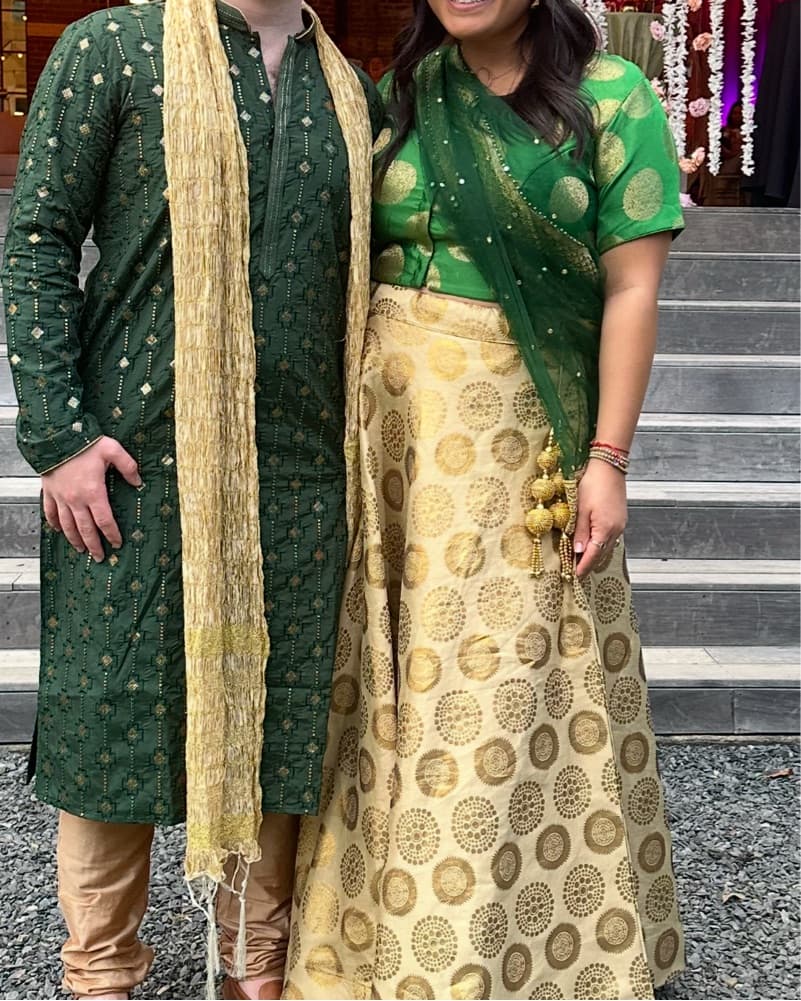 Green And Gold Custom Lehenga Choli  - Image 2