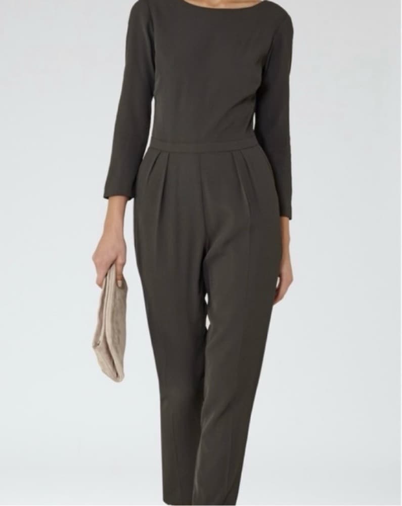 Reiss Khaki Jumpsuit with Open Back - Image 4
