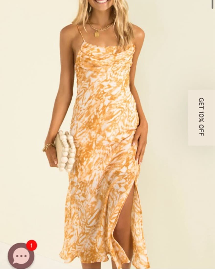Orange & white Maxi Dress  - Image 1