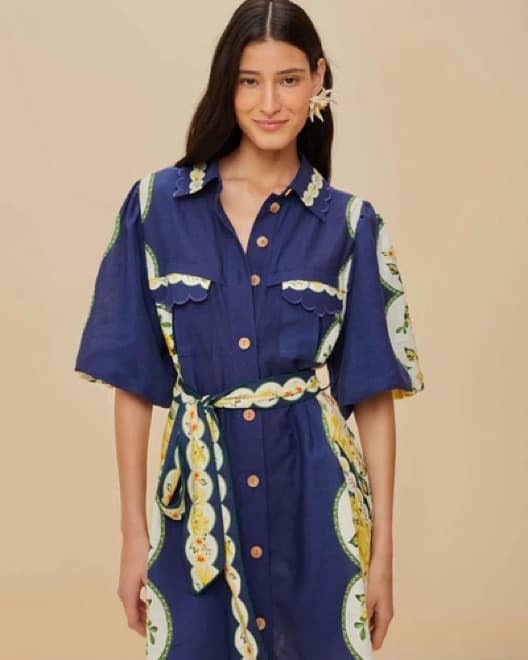 Farm Rio Belted Linen-Blend Mini-Dress - Image 2