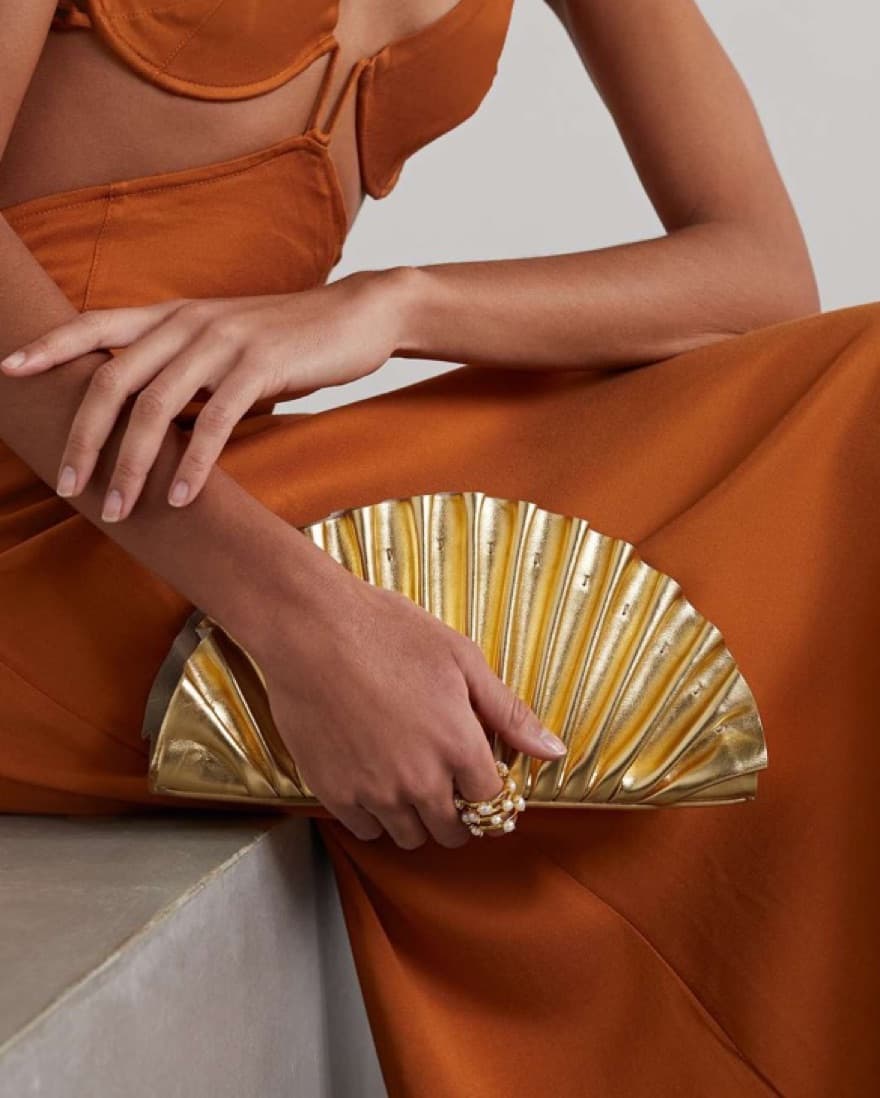 Cult Gaia Nala Gold Leather Clutch - Image 2