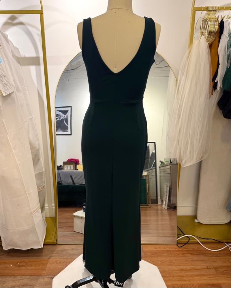 Green Crepe Long Dress - Image 3