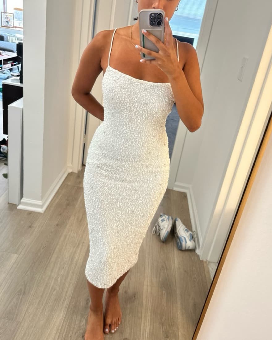 Retrofete Andie White Sequin Dress - Image 4