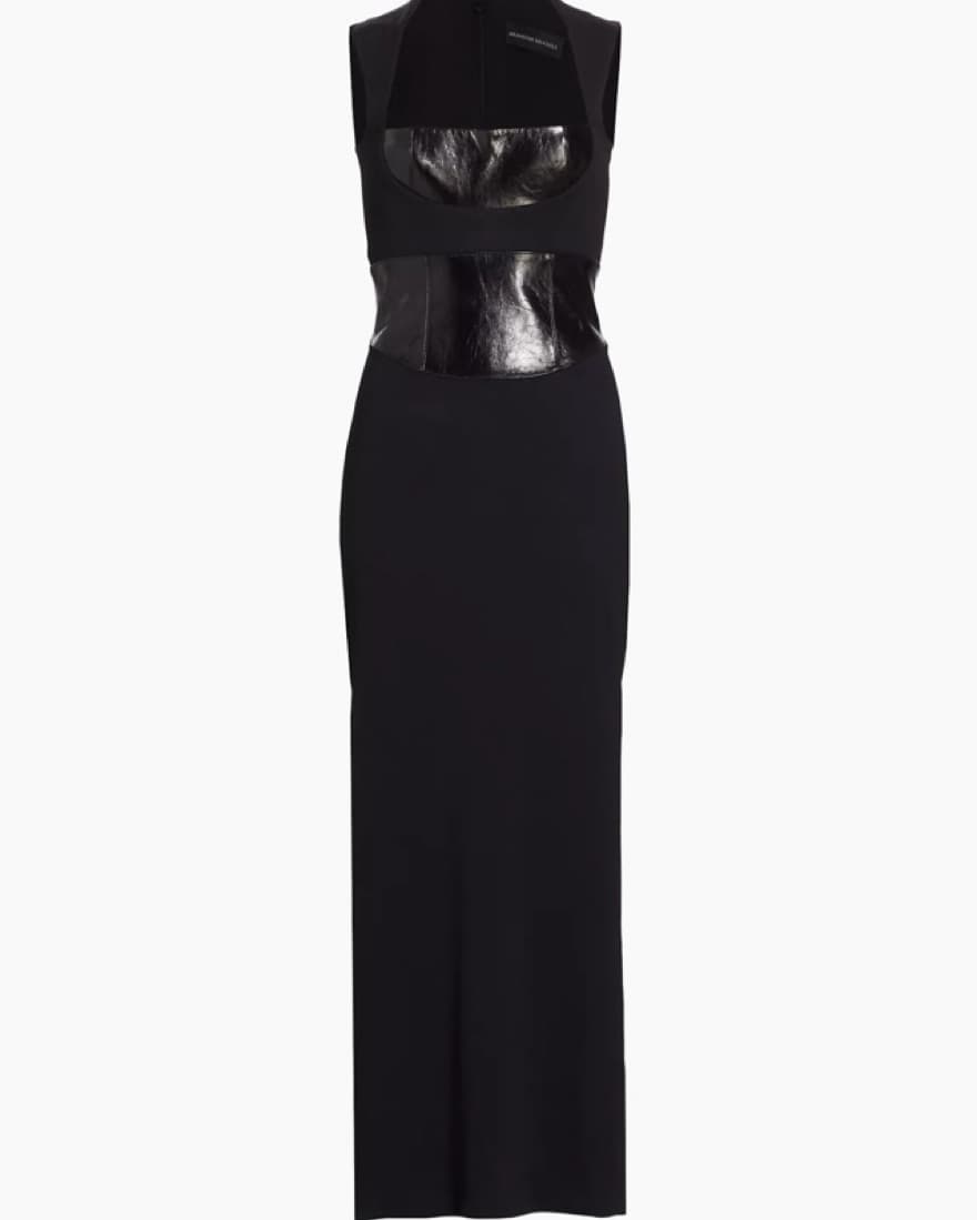 Brandon Maxwell Leather & Crepe Dress - Image 5