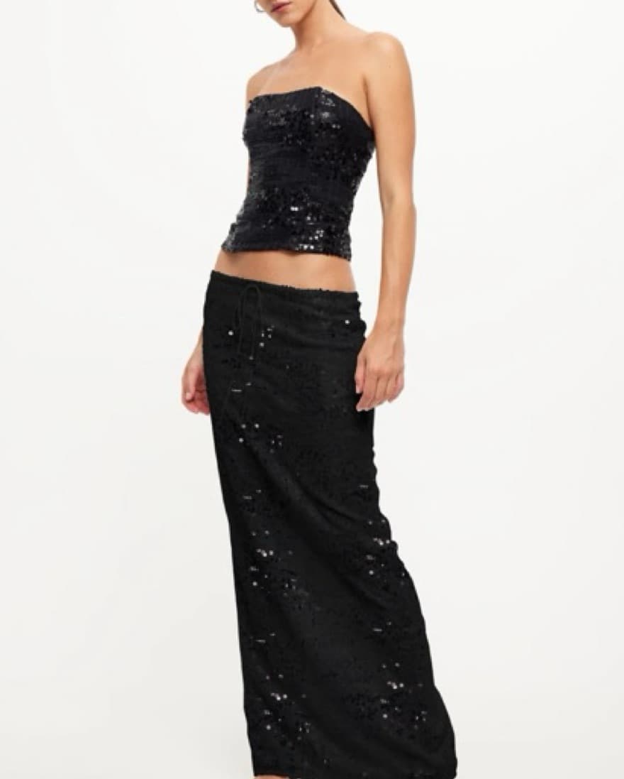 Sequin Set Black Skirt & Corset - Image 3