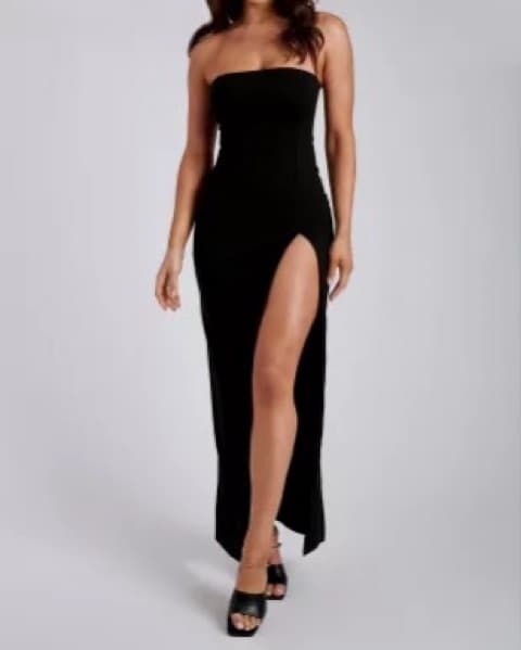 Elegant Strapless Black Maxi Dress - Image 1