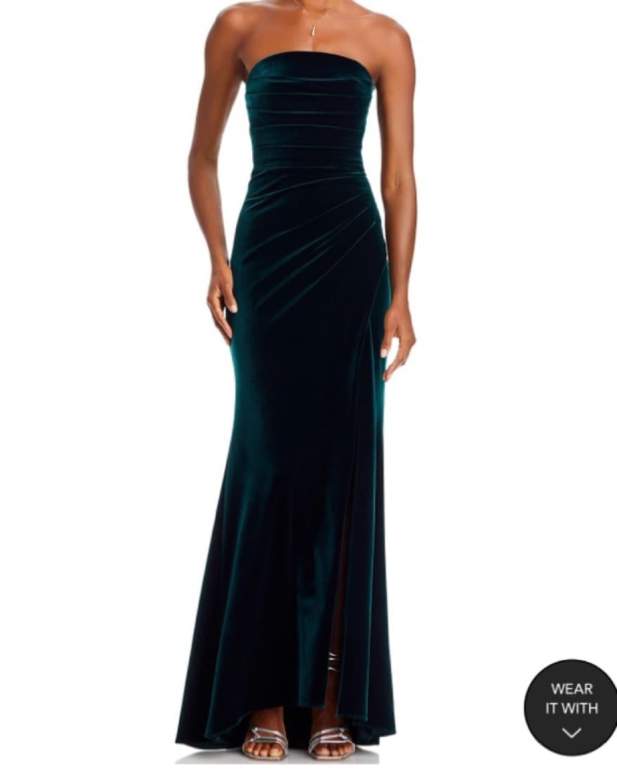 Aqua Velvet Strapless Gown - Image 3