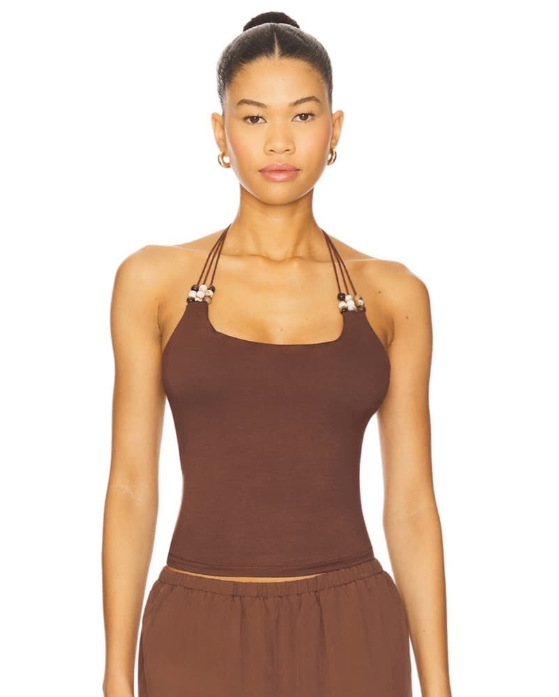Blanche Halter Top In Brown  - Image 1